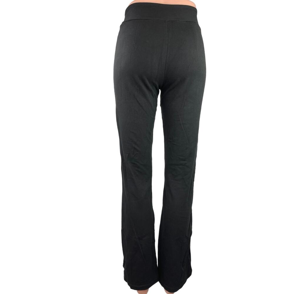 AYM Black Mid Rise Pull On Stretch Career Ankle Flared Trouser Pants Size XS - Picture 3 of 5
